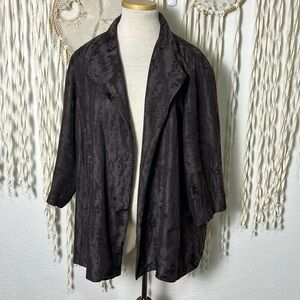 Eileen Fisher Women Brown Open Front Lagenlook Silk Blend Dinner Jacket Size 1X